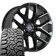 Set(4) 22x9 DF17C Gloss Black - 6x135 +18ET with 33x12.50r22 TBB TS-57 RT Tires