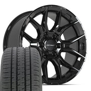Set(4) 20x9 DF18A Gloss Black - 6x139.7 +18ET with 275/55r20 Bridgestone Dueler Alenza HL Plus Tires