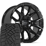 Set(4) 20x9 DF18A Gloss Black - 6x139.7 +18ET with 275/55r20 Sailun TerraMax RT Tires
