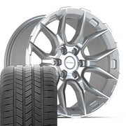 Set(4) 20x9 DF18A Gloss Silver Machined - 6x139.7 +18ET with 275/55r20 Goodyear Eagle LS2 Tires