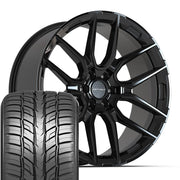 Set(4) 24x10 DF18A Gloss Black - 6x139.7 +24ET with 295/35r24 Sailun Atrezzo SVR LX+ Tires