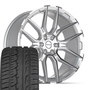 Set(4) 24x10 DF18A Gloss Silver Machined - 6x139.7 +24ET with 305/35r24 Ironman iMove GEN 2 Tires