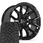 Set(4) 20x9 DF18B Gloss Black - 6x139.7 +18ET with 275/55r20 Sailun TerraMax RT Tires