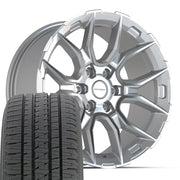 Set(4) 20x9 DF18C Gloss Silver Machined - 6x135 +18ET with 275/55r20 Bridgestone Dueler Alenza HL Plus Tires
