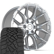 Set(4) 20x9 DF18C Gloss Silver Machined - 6x135 +18ET with 275/55r20 Sailun TerraMax RT Tires