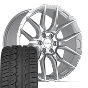 Set(4) 22x9 DF18C Gloss Silver Machined - 6x135 +18ET with 285/45r22 Ironman iMove GEN 2 SUV Tires