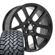 OE Wheels DG51 22x10 5x139.7 Gloss Black Wheels 285-45-22 TBB TS-37 AT Tires SET