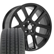OE Wheels DG51 22x10 5x139.7 Gloss Black Wheels 285-45-22 Bridgestone Dueler Alenza HL Tires SET