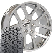 22" Replica Wheels fit Dodge Ram 1500 - DG51 Chrome 22x10, Sailun Tires Set