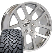 Set(4) 22x10 DG51 Chrome - 5x139.7 +25.4ET with 285/45r22 TBB TS-37 AT Tires