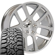 Set(4) 22x10 DG51 Chrome - 5x139.7 +25.4ET with 33x12.50r22 TBB TS-57 RT Tires