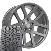 22" Replica Wheels fit Dodge Ram 1500 - DG51 Gloss Gunmetal 22x10, Sailun Tires Set