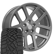 Set(4) 22x10 DG51 Gloss Gunmetal - 5x139.7 +25.4ET with 285/45r22 Sailun TerraMax RT Tires