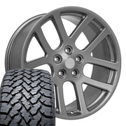 Set(4) 22x10 DG51 Gloss Gunmetal - 5x139.7 +25.4ET with 285/45r22 TBB TS-37 AT Tires