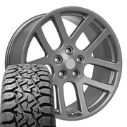 Set(4) 22x10 DG51 Gloss Gunmetal - 5x139.7 +25.4ET with 33x12.50r22 TBB TS-57 RT Tires