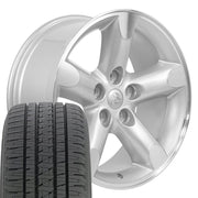 Set(4) 20x9 DG56 Gloss Silver Machined - 5x139.7 +19ET with 275/55r20 Bridgestone Dueler Alenza HL Plus Tires