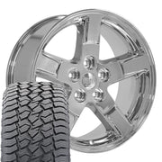20" Replica Wheels fit Dodge Ram 1500 - DG62 Chrome 20x9, Sailun Tires Set