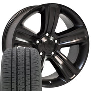 Set(4) 20x9 DG65 Satin Black - 5x139.7 +19ET with 275/55r20 Bridgestone Dueler Alenza HL Plus Tires