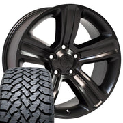Set(4) 20x9 DG65 Satin Black - 5x139.7 +19ET with 275/55r20 TBB TS-37 AT Tires