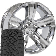 Set(4) 20x9 DG65 Chrome - 5x139.7 +19ET with 275/55r20 Sailun TerraMax RT Tires