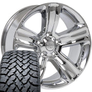 Set(4) 20x9 DG65 Chrome - 5x139.7 +19ET with 275/55r20 TBB TS-37 AT Tires