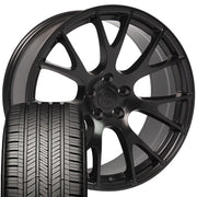 Set(4) 22x10 DG69 Satin Black - 5x139.7 +25ET with 285/45r22 Goodyear Eagle Touring Tires