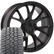 22" Replica Wheels fit Dodge Ram 1500 - DG69 Satin Black 22x10, Sailun Tires Set