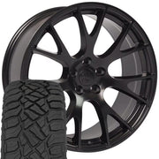 Set(4) 22x10 DG69 Satin Black - 5x139.7 +25ET with 33x12.50r22 Sailun TerraMax RT Tires
