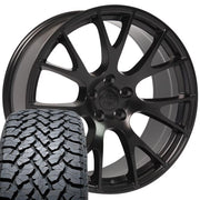Set(4) 22x10 DG69 Satin Black - 5x139.7 +25ET with 285/45r22 TBB TS-37 AT Tires