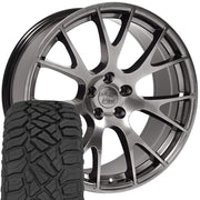 Set(4) 22x10 DG69 Gloss Hyper Black - 5x139.7 +25ET with 285/45r22 Sailun TerraMax RT Tires