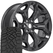 Set(4) 22x9 DG75 Gloss Gunmetal - 6x139.7 +19ET with 33x12.50r22 Sailun TerraMax RT Tires