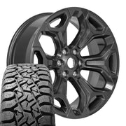 Set(4) 22x9 DG75 Gloss Gunmetal - 6x139.7 +19ET with 33x12.50r22 TBB TS-57 RT Tires