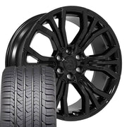 Set(4) 22x9 DG80 Gloss Black - 6x139.7 +19.05ET with 285/45r22 Goodyear Eagle Sport Tires