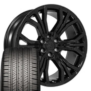 Set(4) 22x9 DG80 Gloss Black - 6x139.7 +19.05ET with 285/45r22 Goodyear Eagle Touring Tires