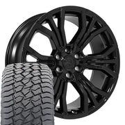 Set(4) 22x9 DG80 Gloss Black - 6x139.7 +19.05ET with 285/45r22 Sailun TerraMax AT2 Tires