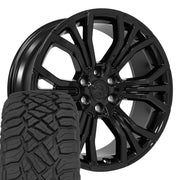 Set(4) 22x9 DG80 Gloss Black - 6x139.7 +19.05ET with 285/45r22 Sailun TerraMax RT Tires