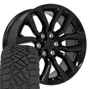 Set(4) 20x9 DG81 Gloss Black - 6x139.7 +19.05ET with 275/55r20 Sailun TerraMax RT Tires