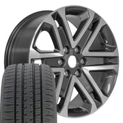 OEM Wheels FR64 20x8.5 6x135 Gloss Gunmetal Machined Wheels 275-55-20 Bridgestone Dueler Alenza HL Plus Tires SET