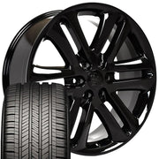 Set(4) 22x9 FR76 Gloss Black - 6x135 +44ET with 285/45r22 Goodyear Eagle Touring Tires