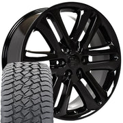 Set(4) 22x9 FR76 Gloss Black - 6x135 +44ET with 285/45r22 Sailun TerraMax AT2 Tires