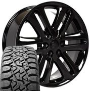 Set(4) 22x9 FR76 Gloss Black - 6x135 +44ET with 33x12.50r22 TBB TS-57 RT Tires