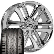 Set(4) 22x9 FR76 Chrome - 6x135 +44ET with 285/45r22 Goodyear Eagle Touring Tires