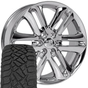 Set(4) 22x9 FR76 Chrome - 6x135 +44ET with 33x12.50r22 Sailun TerraMax RT Tires
