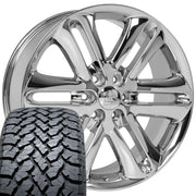 Set(4) 22x9 FR76 Chrome - 6x135 +44ET with 285/45r22 TBB TS-37 AT Tires