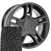 Set(4) 20x9 FR81 Gloss Black - 5x135 +14ET with 275/55r20 Sailun TerraMax RT Tires