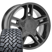 Set(4) 20x9 FR81 Gloss Black - 5x135 +14ET with 275/55r20 TBB TS-37 AT Tires