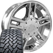 Set(4) 20x9 FR81 Chrome - 5x135 +14ET with 275/55r20 TBB TS-37 AT Tires