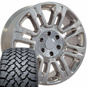 OE Wheels FR98 20x8.5 6x135 Polished Wheels 275-55-20 TBB TS-37 AT Tires SET