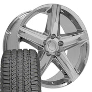 OE Wheels JP06 20x9 5x127 Chrome Wheels 265-50-20 Goodyear Fortera HL Tires SET