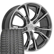 Set(4) 20x8.5 JP16 Gloss Gunmetal Machined - 5x127 +42ET with 265/50r20 Goodyear Fortera HL Tires